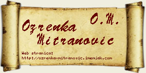 Ozrenka Mitranović vizit kartica
